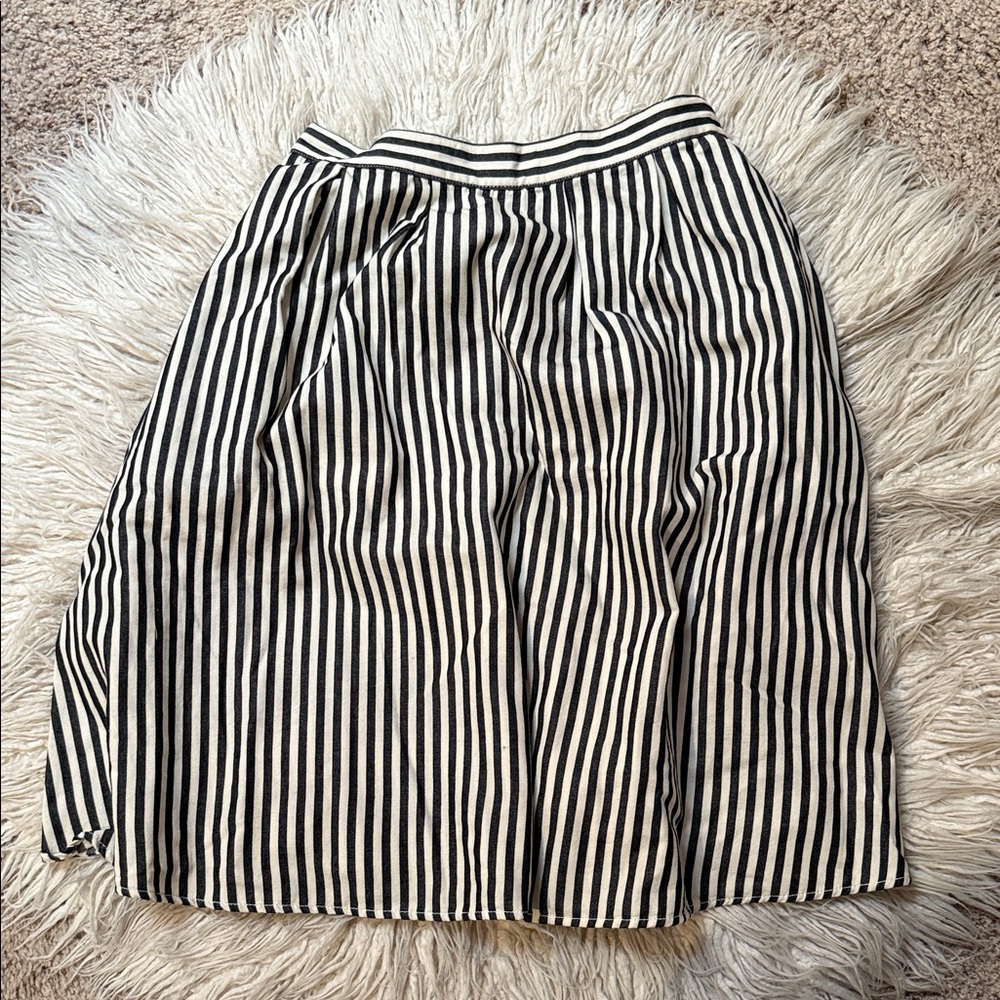 Life in Progress Black and White Striped Midi Skirt